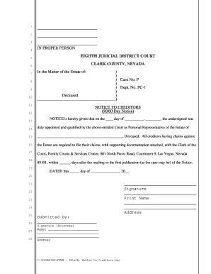 Notice to Creditors