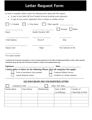 Letter Request Form