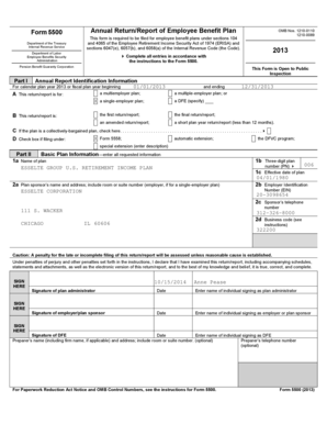 Form 5500 Annual Return Report