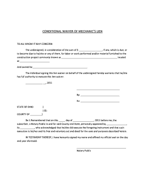 Conditional Waiver of Mechanic's Lien