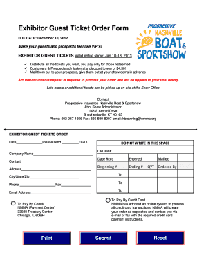 Exhibitor Guest Ticket Order Form