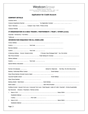Westcon Group Credit Account Application