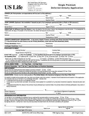 Deferred Annuity Application