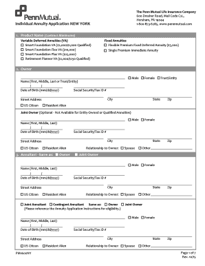 Penn Mutual Life Insurance Annuity Application