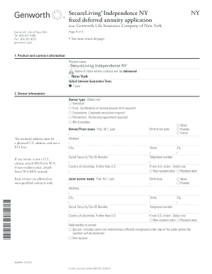 SecureLiving Independence NY Fixed Deferred Annuity Application