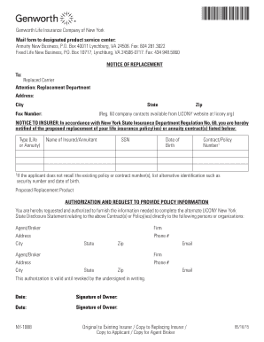 New York Life Insurance Policy Replacement Notice