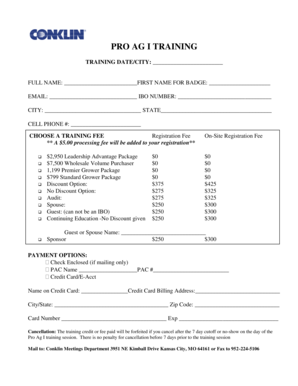 Pro Ag I Training Registration Form