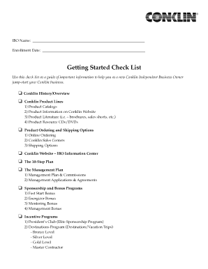 Conklin Independent Business Owner Getting Started Checklist