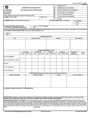 FAA Pilot Examiner Designation Form