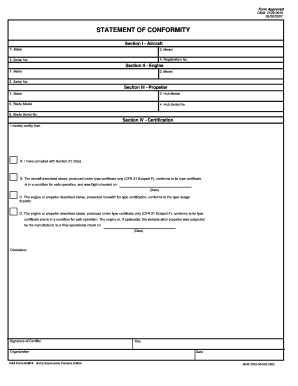 FAA Form 8130-9 Statement of Conformity