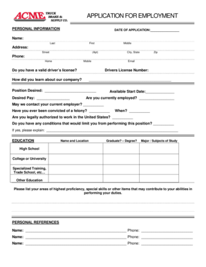 Employment Application Form