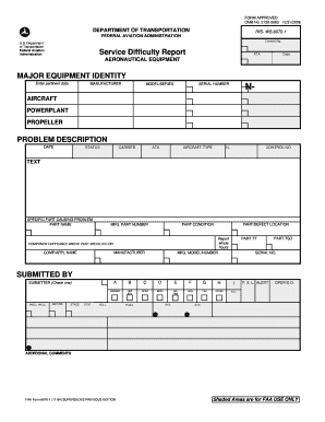 FAA Form 8070-1 Service Difficulty Report
