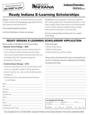 Ready Indiana E-Learning Scholarship Application