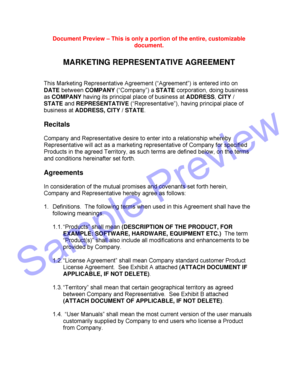 Marketing Representative Agreement
