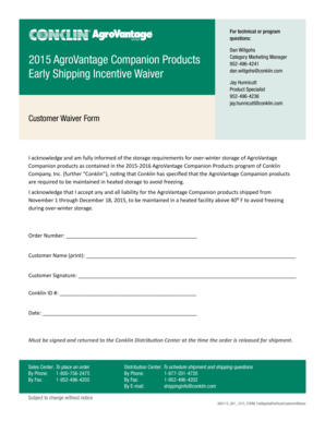 AgroVantage Companion Products Storage Waiver