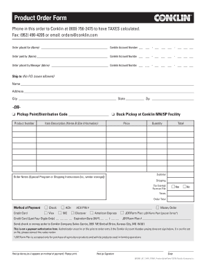 product order form