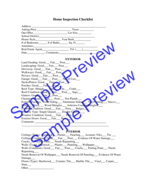 Rental property condition report template - Home Inspection Checklist - Documents Templates