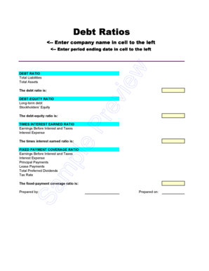 Debt Ratios Financial Analysis Form