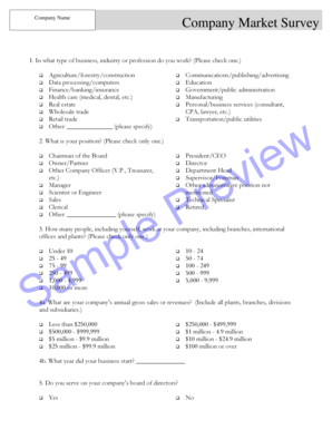 Company Market Survey Form