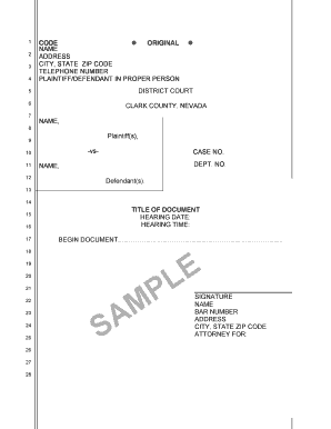 Nevada District Court Complaint Form