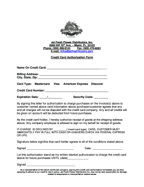 Credit Card Authorization Form