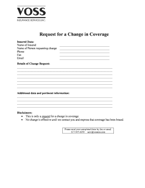 Request for Change in Coverage Form