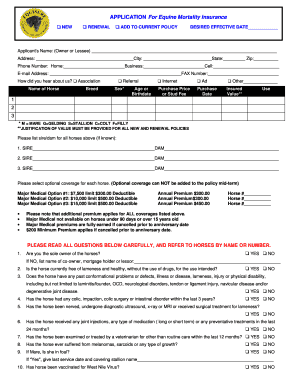 Equine Mortality Insurance Application