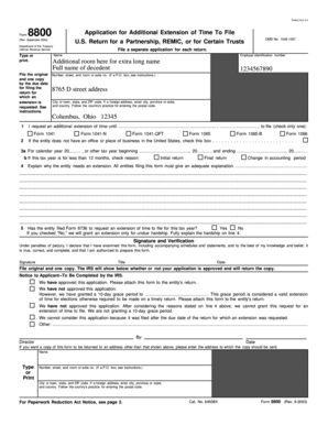 Form 8800 Application for Additional Extension of Time To File