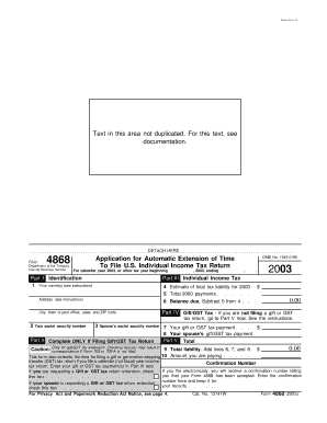 Form 4868 Application for Automatic Extension of Time