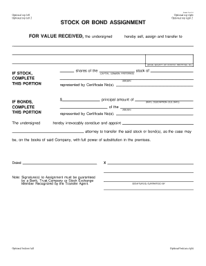 Stock or Bond Assignment Form