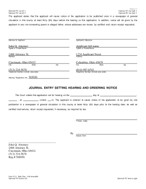 Ohio Probate Court Application Notice