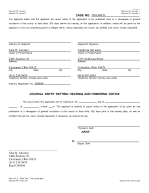 Ohio Notice of Hearing and Ordering Notice