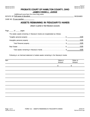 Ohio Probate Court Assets Form