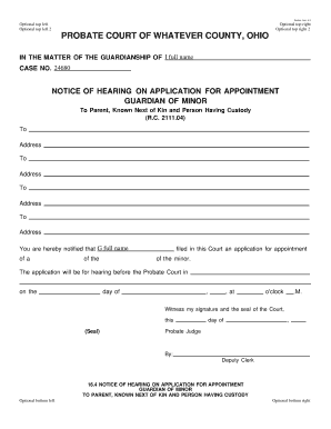 Notice of Hearing on Application for Appointment of Guardian of Minor