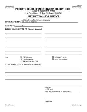 Probate Court Service Instructions
