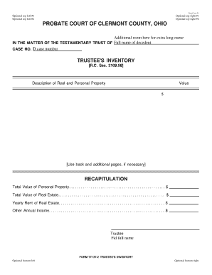 Trustee's Inventory Form