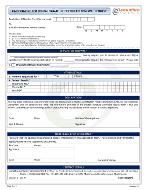 Digital Signature Certificate Renewal Request