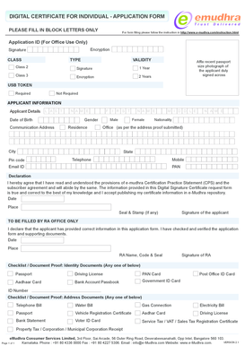 Digital Certificate Application Form