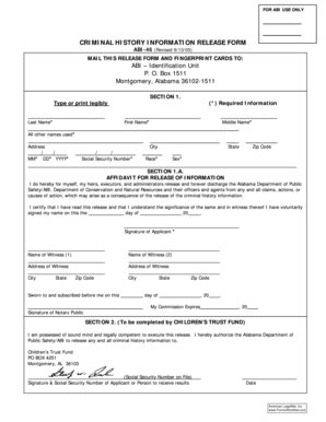 Criminal History Information Release Form
