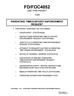 Michigan Parenting Time/Custody Enforcement Request