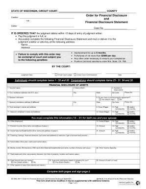 Wisconsin Financial Disclosure Statement