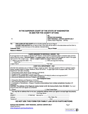 Washington Notice for Hearing