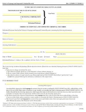 Order to Expunge and Impound Criminal Records