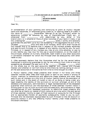 Letter of Guarantee for Loan Advances