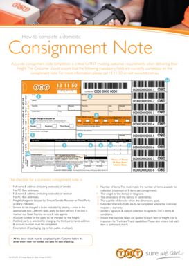 TNT Australia Domestic Consignment Note