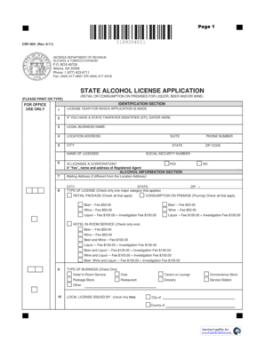 Georgia Alcohol License Application