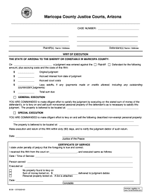 Arizona Writ of Execution