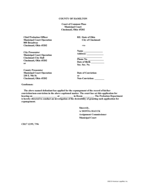Ohio Expungement Application