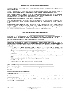 Iran Sanctions NLR Customer Statement