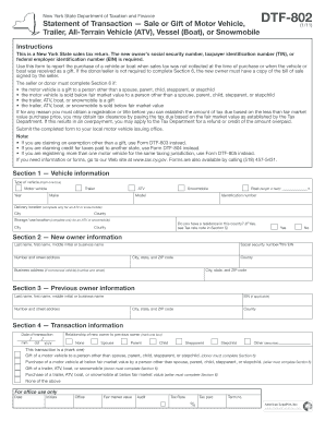 New York State Motor Vehicle Sales Tax Return